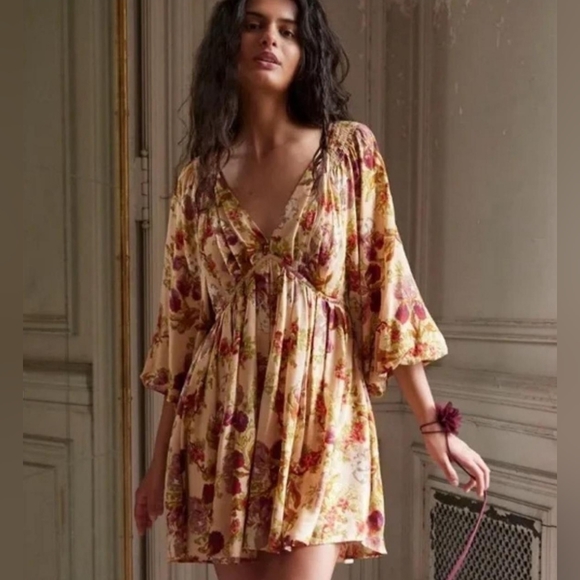 Free People Dresses & Skirts - Free People Beck Mini Dress in Warm Tea Combo